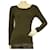 Burberry verde manga larga Check Trimming elástico camiseta top tamaño XS Algodón  ref.853839