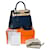 Hermès Hermes Kelly bag 28 in Blue Leather - 101098  ref.855488