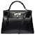 Hermès Rare Hermes Kelly handbag 32 returned shoulder strap in black box leather, SILVER METAL TRIM -100667  ref.855540