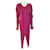 Issey Miyake Pleated Long Open Coat Robe Pink Polyester  ref.858659