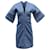 Victoria Beckham Deep V T-Shirt Dress in Blue Cotton  ref.860439
