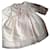 Baby Dior Langes, gefüttertes Seidenkleid in Goldbeige  ref.861509