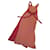 Issey Miyake Pleated Contrast Color Dress Red Peach Polyester  ref.861650