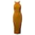 Self Portrait Lace Insert Knit Midi Dress in Yellow Viscose Cellulose fibre  ref.861707
