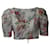 Blusa floral com cadarço Zimmermann Bellitude cropped em linho branco  ref.861765