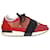 Day Balenciaga Race Runner Niedrige Sneakers aus rotem und schwarzem Leder Mehrfarben  ref.861831