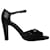 Hermès Sandalias de tacón alto con correa de tobillo Hermes en cuero negro  ref.862334