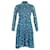 Diane Von Furstenberg Leopard Print Button Down Dress in Teal Viscose Green Cellulose fibre  ref.862346