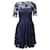 Ganni Short Sleeved Mini Dress in Navy Blue Polyamide Lace Nylon  ref.862358