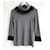Chanel Vintage Fall 2008  Ruffle Neck Jersey Top Grey Cotton  ref.862523