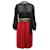 Diane von Furstenberg Robe mi-longue color block en soie noire et rouge Multicolore  ref.868563