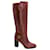 Tod's Knee High Boots in Brown Leather Red  ref.868705