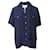 Camicia Ganni Button Down a maniche corte in viscosa blu navy Fibra di cellulosa  ref.868728