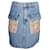Sandro Paris Fiorina Tweed-Paneled Denim Skirt in Blue Cotton  ref.868870