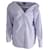 Theory Tamalee Off-the-Shoulder Button-Up-Hemd aus hellblauer und weißer Baumwolle  ref.868929
