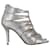 Michael Kors Mavis Open Toe Snake-Print Heels in Silver Leather Silvery  ref.868949
