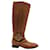 Tory Burch Amanda Riding Boots in Brown Grained Leather   ref.869787