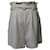 Ganni Pin Stripe Paperbag Shorts in White Print Polyester  ref.870123