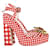 Sophia Webster Doris Leather-Trim Gingham Platform Sandals in Red Cotton  ref.870179