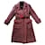 Chanel CC Belt Tweed-Mantel in Rot und Schwarz Mehrfarben  ref.870242