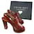 Autre Marque Cognacfarbene Schuhe, Nur einmal tragen, keine Verschleißstellen , Fersen von 12 cm, aber toller komfort da kompensierte schuhe Leder  ref.870359