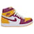 Nike Air Jordan 1 High-Top-Sneakers im Retro-Stil aus hell bordeauxfarbenem Leder in Universitätsgold Golden  ref.870548