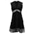 Sandro Sleeveless V-Neck Lace Mini Dress in Black Polyester  ref.870950