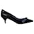 Bow Zapatos de salón adornados con lazo y logotipo estampado de Prada en cuero negro  ref.870951