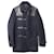 Valentino Garavani Valentino Duffle Coat with Leather Shoulder Detail in Navy Blue Wool   ref.871012