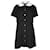 Sandro Paris Faustine Kurzes Kleid mit Muschelkragen aus schwarzem Tweed Wolle  ref.871094