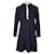 Sandro Paris – Knielanges Kleid mit Rüschenbesatz aus marineblauem Polyester  ref.871118