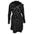 Maje Robe mi-longue boutonnée à épaules dénudées et imprimé grille en polyester noir  ref.871150
