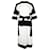 Hermès Hermes Vestido midi preto com cinto/caxemira branca Casimira Lã  ref.871217