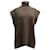 Ganni High Neck Ribbed-Knit Vest in Brown Wool  ref.871249