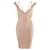 Herve Leger V-Neck Bandage Midi Dress in Nude Rayon Flesh Cellulose fibre  ref.872478