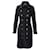 Gabardina Burberry con botonadura forrada y detalle de cuero en lana negra Negro  ref.872526