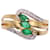Autre Marque Anel trilogia de esmeraldas lançadeiras e diamantes em ouro amarelo 750%O Verde claro Gold hardware  ref.872899