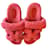 Hermès Sandals Coral Faux fur  ref.873616