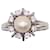 Autre Marque Daisy ring with central pearl and white gold diamond entourage 750%O Silver hardware  ref.873654