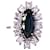 Autre Marque Marquise and daisy sapphire ring surrounded by diamonds in white gold 750%O Dark blue Silver hardware  ref.873663