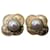 Chanel Earrings Golden Metal Pearl  ref.873806