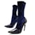 NEW BALENCIAGA SHOES KNIFE ANKLE BOOTS 38 BLUE LEATHER AND CANVAS SOCK BOOTS Navy blue  ref.875154