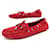LOUIS VUITTON DRIVER MOCCASIN SHOES 38 RED SUEDE RED LOAFERS SHOES  ref.875177