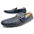 LOUIS VUITTON SHOES HOCKENHEIM MOCCASIN 13 47 CHECKERBOARD LOAFER SHOES Navy blue Leather  ref.875178