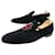 LOUIS VUITTON SLIPPERS SHOES HAND PEACE LOGO EMBROIDERY 43 MOCCASIN SHOE Black Suede  ref.875191