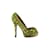 Zapatos de tacón con plataforma y punta abierta de piel de serpiente Fendi Amarillo  ref.876273