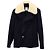 Sandro Paris Pea Coat with Detachable Faux Shearling Collar in Navy Blue Wool