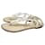 Chanel White Pearl Lace Thong Sandal Beige Leather  ref.877297