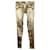 Balmain Skinny Pants in Gold Lambskin Leather Golden Metallic  ref.878923