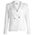 Pierre Balmain Peak Lapel Double-Breasted Blazer in White Cotton  ref.878933